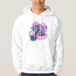 Sudadera Relajación junto a la piscina con cabello azul y c