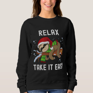 Sudadera Relájate, tómalo Navidades fáciles Sloth Santa Hat