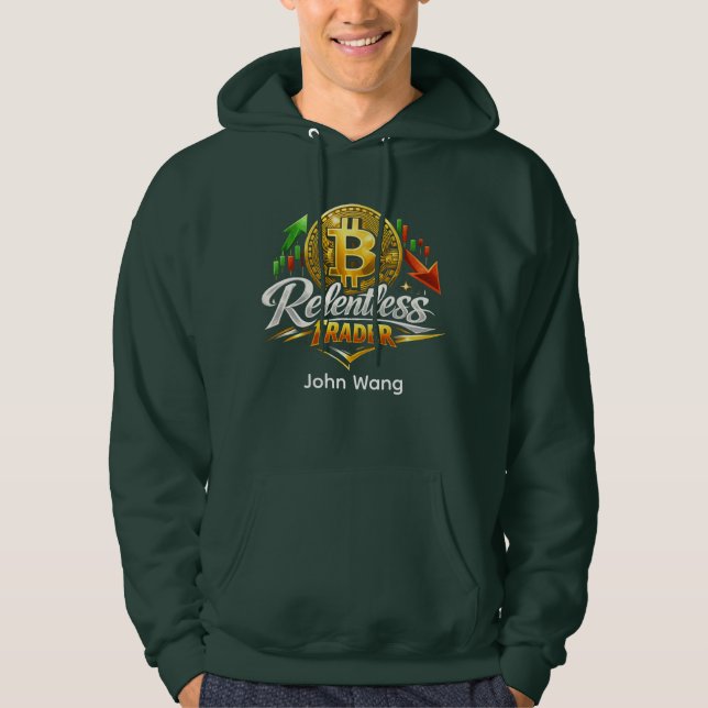 Sudadera Relentless Trader Bitcoin Hoodie | Custom Name (Anverso)