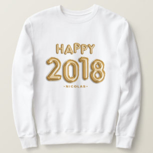 Sudadera Relieve metalizado dorado Globos Feliz 2018 Person