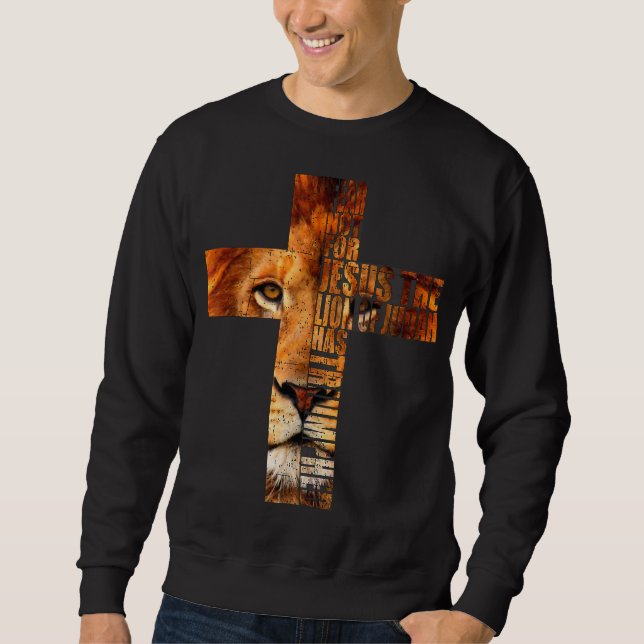 Sudadera Religioso Cristiano Jesús El León De La Cruz De Ju (Anverso)