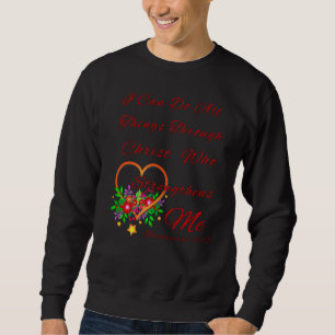 Sudadera Religioso florido, puedo hacer todas las cosas a t