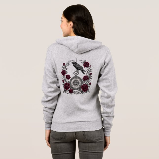 Sudadera Reloj del Cuervo Gótico (Reverso completo)