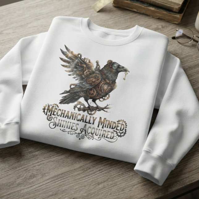 Sudadera Reloj mecánico Raven Steampunk (Steampunk raven sweatshirt for sci-fi fans and convention wear.)