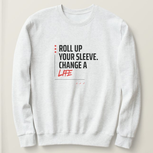 Sudadera Remángate. Cambia Una Vida | Rojo y Negro  (Anverso del diseño)