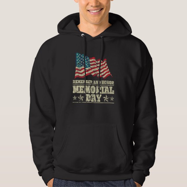 Sudadera Remember And Honor Memorial Day American Flag (Anverso)