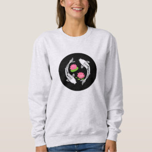 Sudadera Remolino minimalista de peces koi con lirios de ag