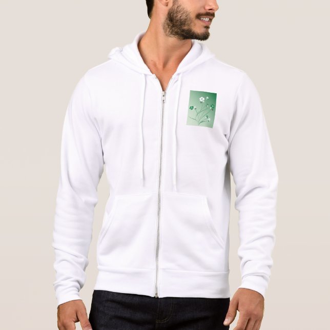 Sudadera Remolinos florales verdes y flores blancas (Anverso)
