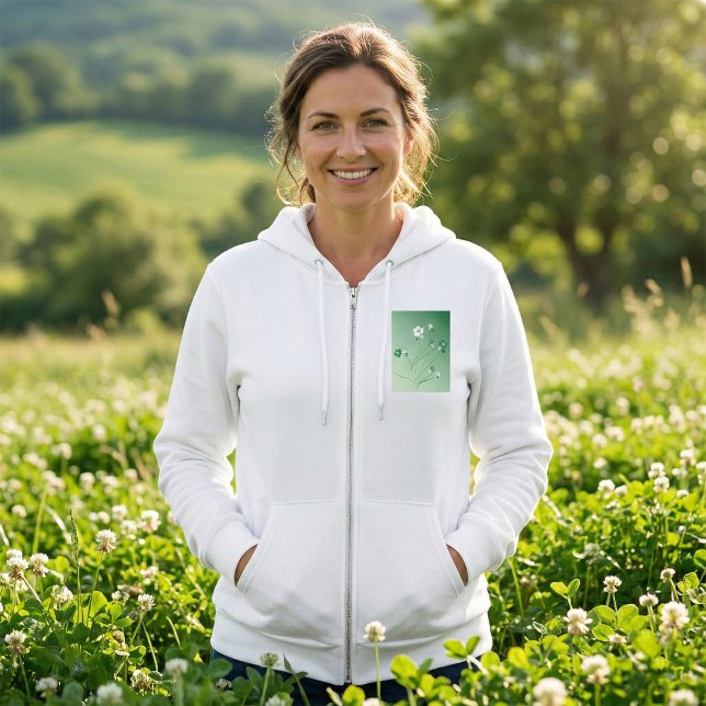Sudadera Remolinos florales verdes y flores blancas (Subido por el creador)