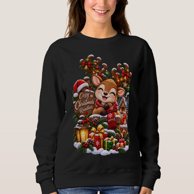 Sudadera Reno de Navidad Acogedor – Bosque Invernal Nostálg (Anverso)
