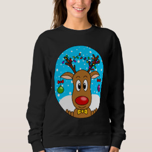Sudadera Reno de Navidad divertido con nariz roja
