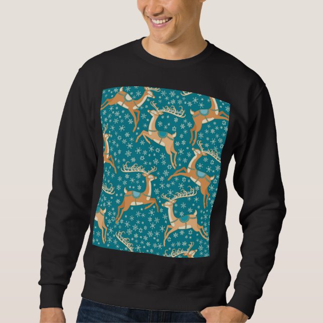 Sudadera Reno navidad: Vintage Seamless Pattern. (Anverso)