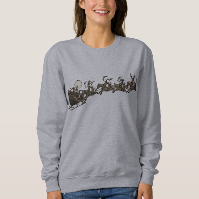 Sudadera Renos antiguos del trineo de Santa de la sepia del (Anverso)