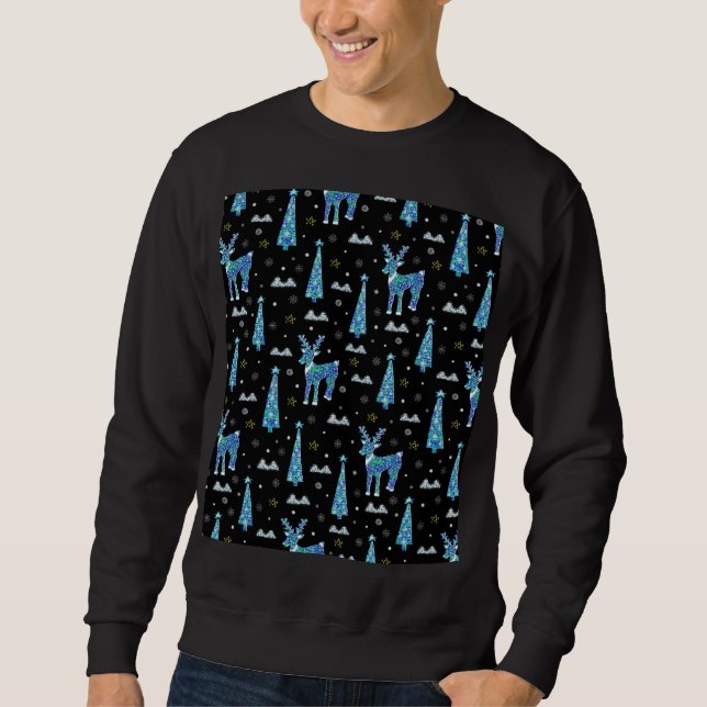 Sudadera Renos, copos de nieve, patrón de Navidades (Anverso)