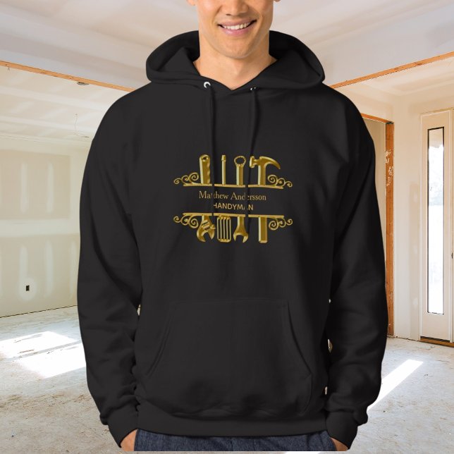 Sudadera Reparación de casas con herramientas de oro negro (Subido por el creador)