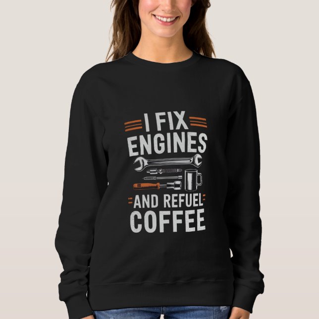 Sudadera Reparo Motores Y Recargo Mecánicos De Café Estilo  (Anverso)