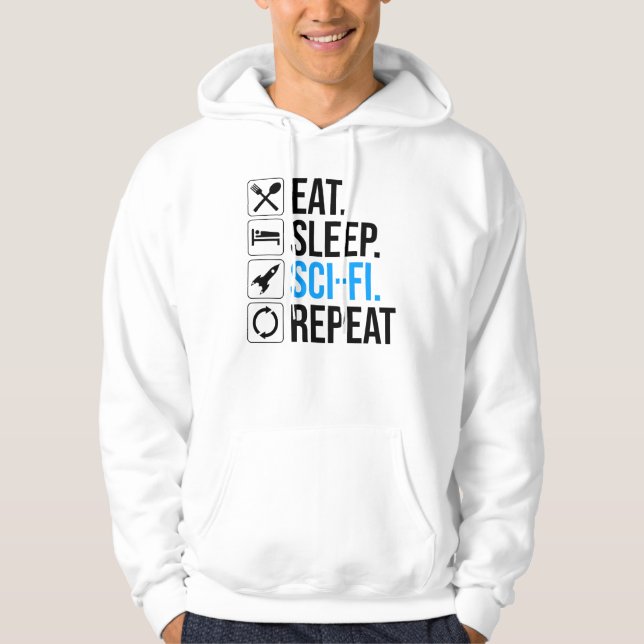 Sudadera Repetición de ciencia ficción de Eat Sleep (Anverso)