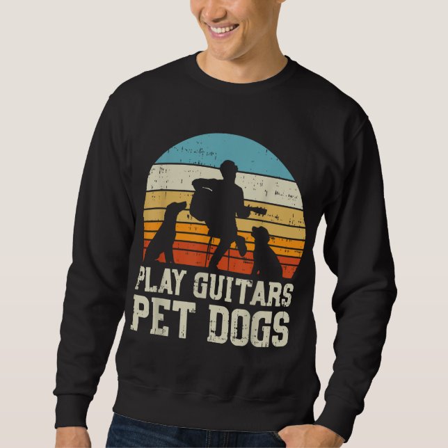 Sudadera Reproducir Guitars Mascota Perro Retro Música Guit (Anverso)
