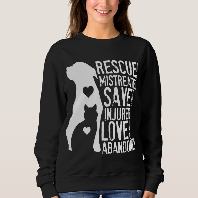 Sudadera Rescate, salva, ama el rescate de los animales, pe (Anverso)