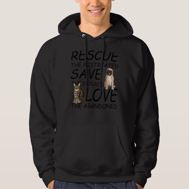 Sudadera Rescate salve amor lindo animal rescate perro gato (Anverso)