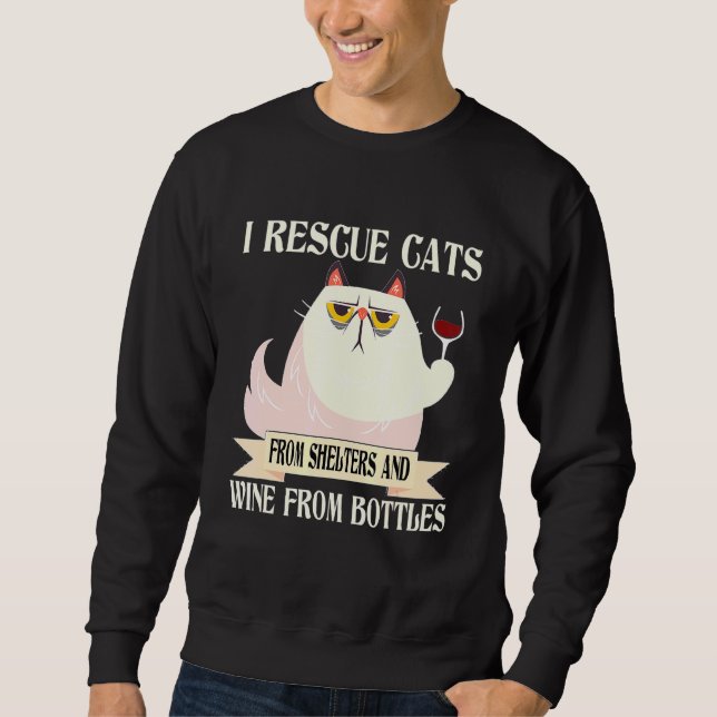 Sudadera Rescato Gatos De Refugios Y Vino De Botellas K (Anverso)