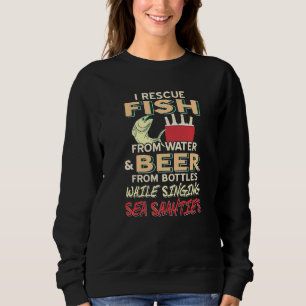 Sudadera Rescato Pescado Del Agua Y Cerveza De Botellas Whi