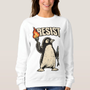 Sudadera Resiste Pingüino Protesta Vintage