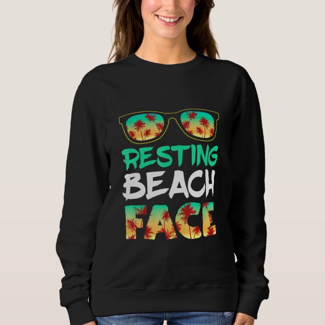Sudadera Resting Beach Face Ocean Sungafas Palm Tree 1 (Anverso)
