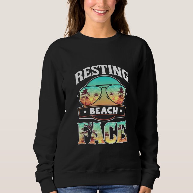 Sudadera Resting Beach Face Ocean Sungafas Palm Tree 3 (Anverso)