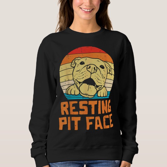 Sudadera Resting Pit Face Retro Pitbull Pitty Dog Lover (Anverso)