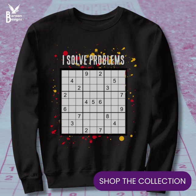Sudadera Resuelvo problemas SUDOKU (Fun SUDOKU sweatshirt with colorful paint splash effect. Ideal gift for Sudoku lovers)