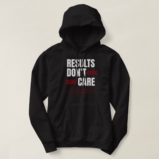 Sudadera Results Don’t Care – Strong Mindset Typography (Diseño del anverso)
