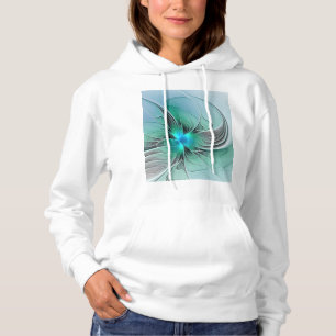 Sudadera Resumen Con Arte Fractal Azul Y Moderno