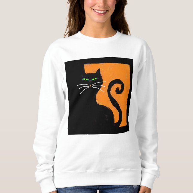 Sudadera Resumen de arte de Halloween para gatos negros (Anverso)