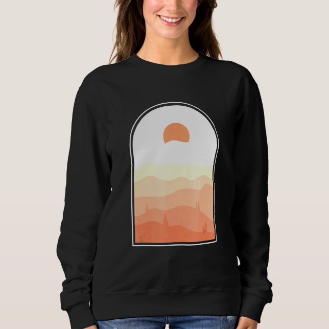 Sudadera Resumen de Boho Arte Desert Sunset Landscape Geome (Anverso)