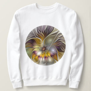 Sudadera Resumen de fantasía colorida Flor Fractal Moderno