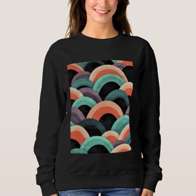 Sudadera Resumen de las olas de arcoiris con arte de diseño (Anverso)