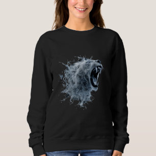 Sudadera Resumen de león 3D Arte Tigre de color blanco rugi