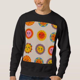 Sudadera Resumen de soles: patrón étnico sin costuras.