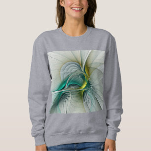 Sudadera Resumen hipnótico Fractal Verde azulado Turquesa d