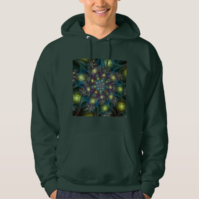 Sudadera Resumen ilustrado brillante arte fractal púrpura V (Anverso)