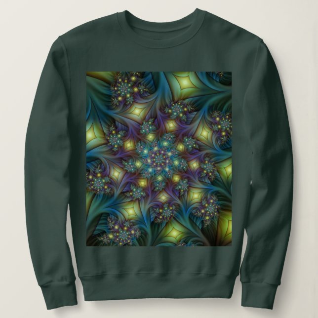 Sudadera Resumen ilustrado brillante arte fractal púrpura V (Anverso del diseño)