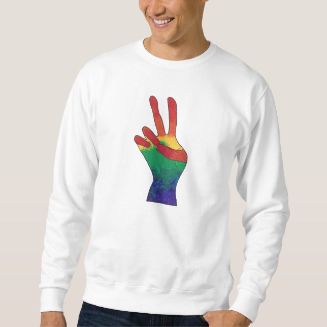 Sudadera Resumen mano arcoiris señas de paz camisas sudader (Anverso)