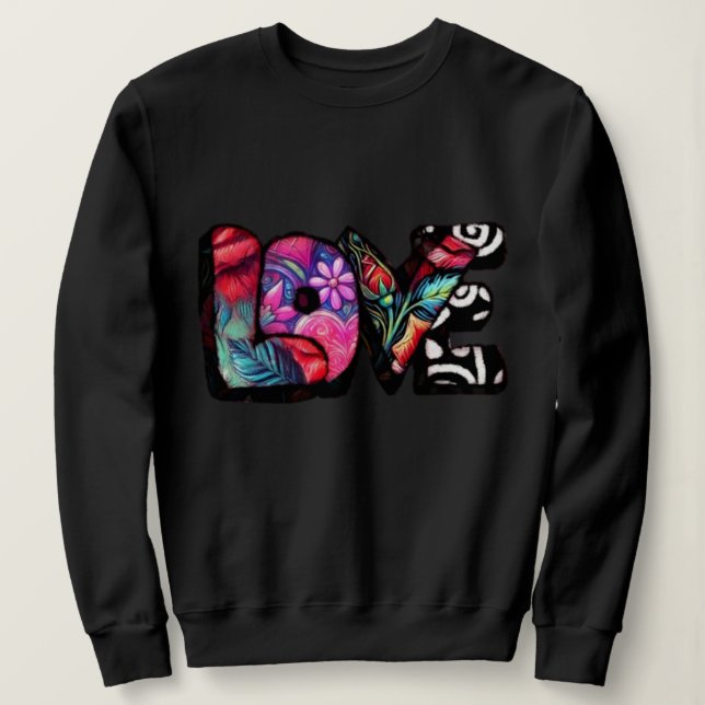 Sudadera Resumen Palabra de amor Graffiti Valentine Floral  (Anverso del diseño)