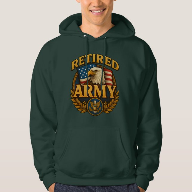 Sudadera Retired ARMY Design with flag & eagle (Anverso)