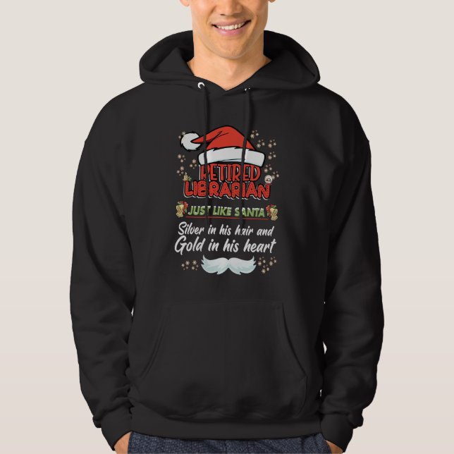 Sudadera Retired Librarian Christmas  for Librarian Grandpa (Anverso)