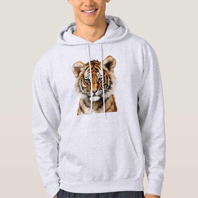 Sudadera Retrato acuarela de un pequeño tigre (Anverso)