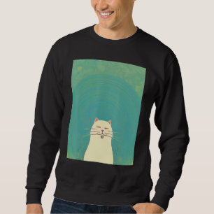 Sudadera Retrato al gato blanco pintado al acuarela