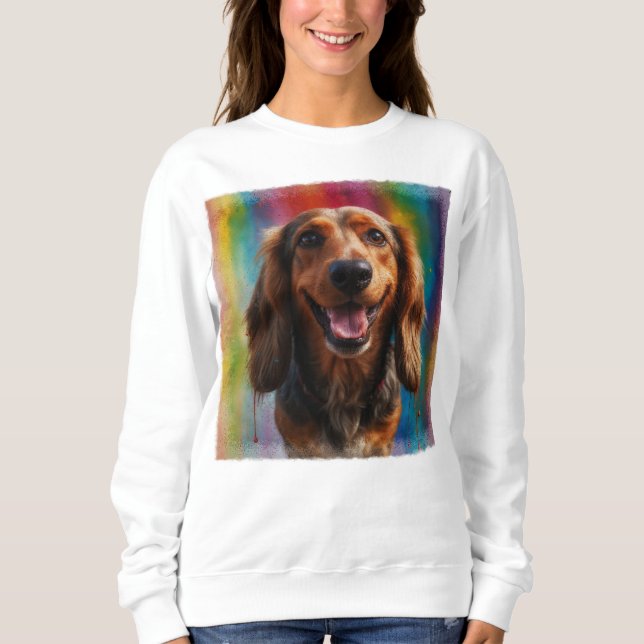 Sudadera Retrato artístico Adorable Sonriente de Dachshund (Anverso)