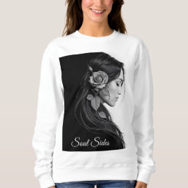 Sudadera Retrato blanco y negro de arte femenino hermoso
